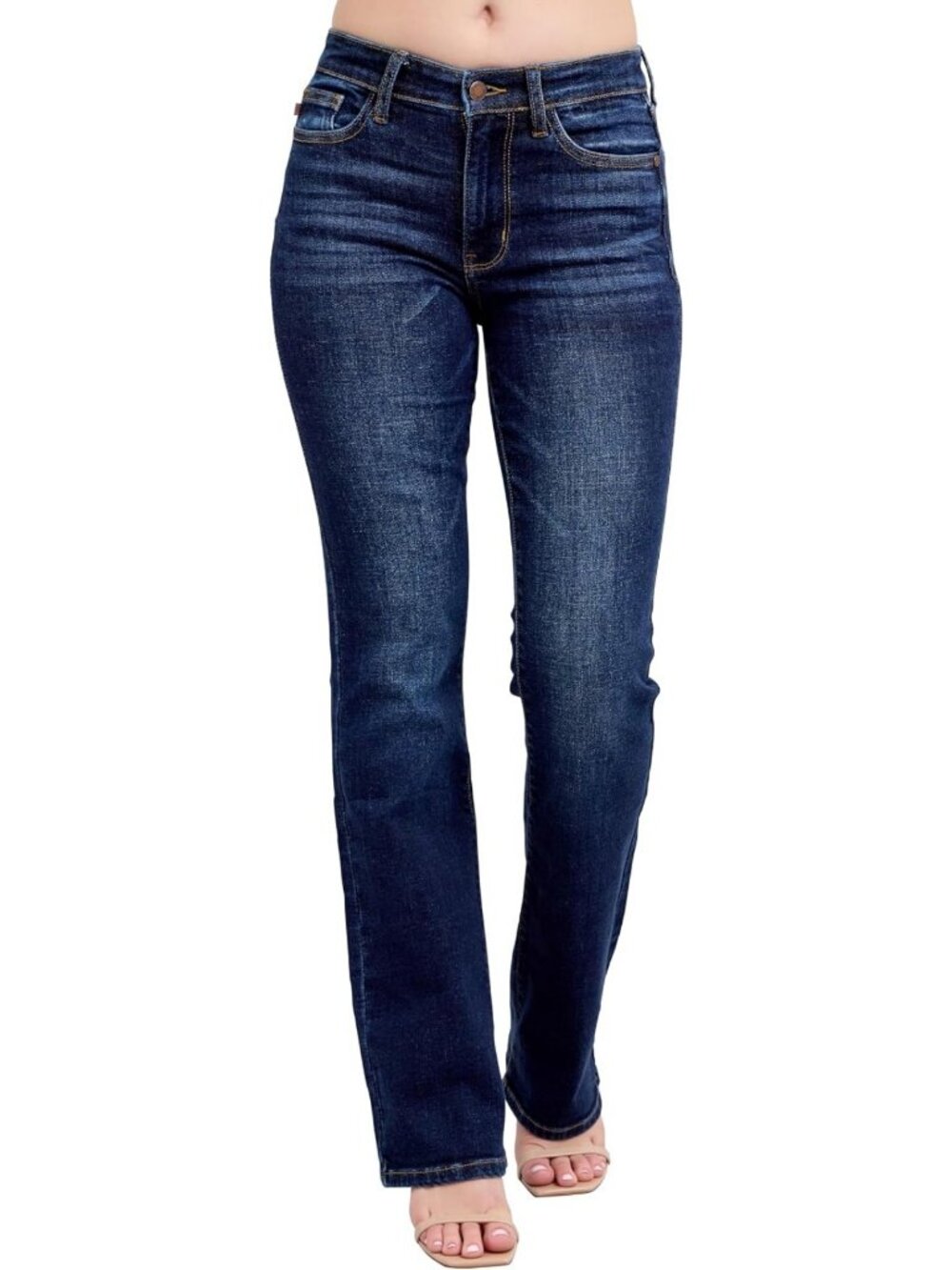 Mid Rise Petite Dark Wash Bootcut Jeans for Women - Flattering Fit & Comfort